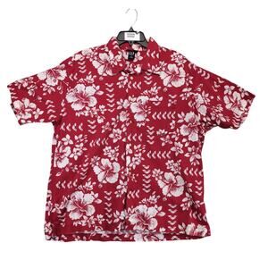 Vtg Y2K Gap Red Floral Hawaiian Button Up Shirt Men's XL Short Sleeve 2003 Retro